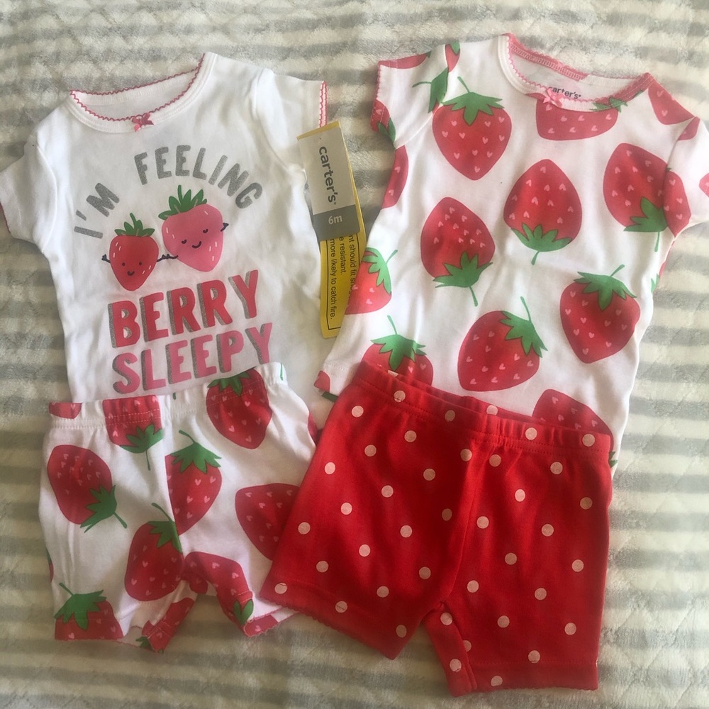 Carters 4pc Cotton Berry Print matching set.